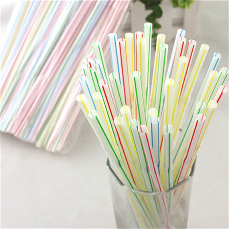 Пластиковая Питьевая солома 100 шт./лот многоцветные одноразовые соломинки товары