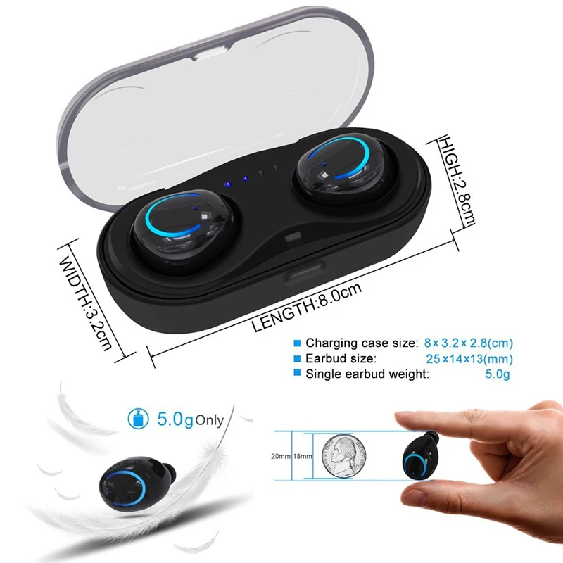 Q18 TWS Bluetooth Earphone Double Stereo bass Earbuds Wireless Headset Handsfree For IPhone Call PC Pad Xiaomi | Электроника