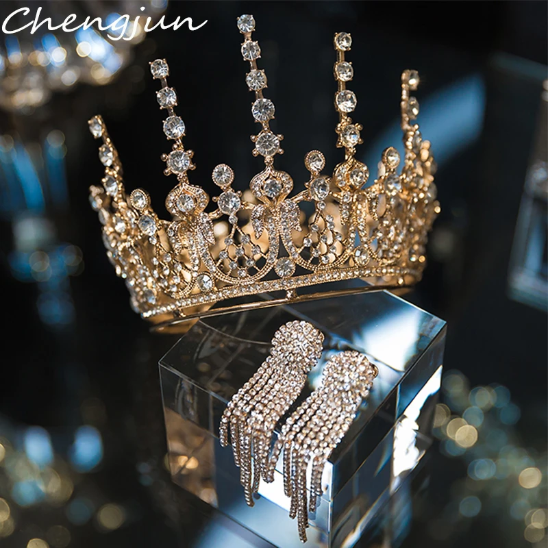 Luxury Gold/Silver Alloy Rhinestone Wedding Hair Accessories Tiaras For Bridal