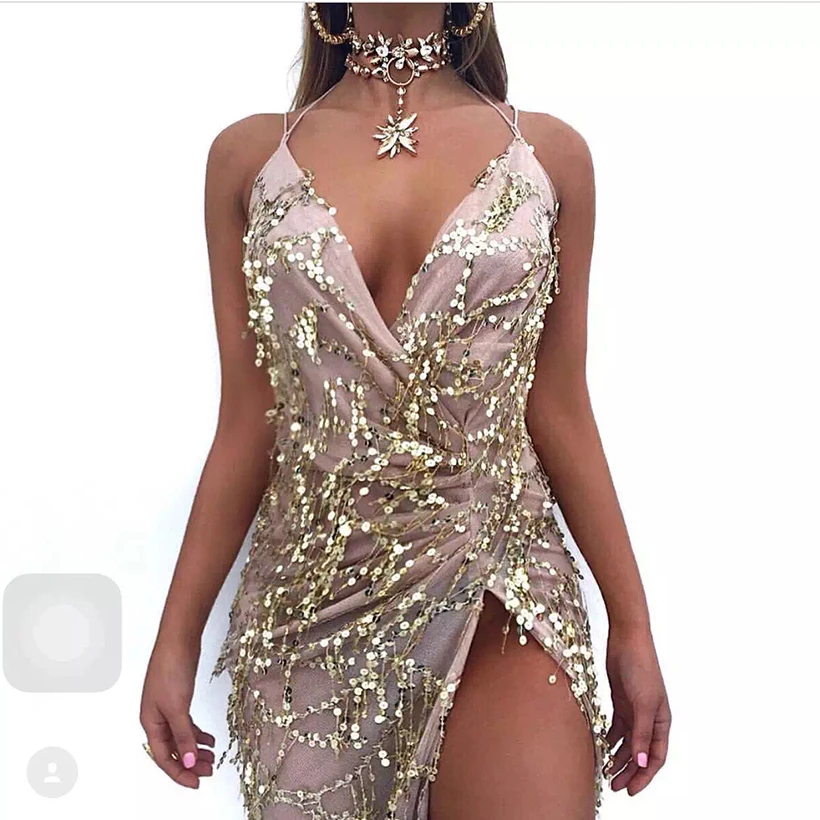 Высокое качество Новая Мода 2017 сексуальные вечерние женские платья на тонких