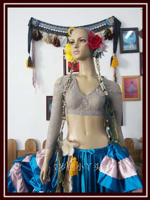 Кружевной топ для танца живота Ats Племенной чоли падения с длинным рукавом DQ43