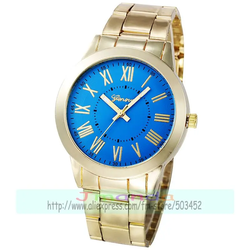 light blue dial 100 шт/партия цветной циферблат GENEVA сплав часы без кристалла обертывание кварцевые повседневные часы для унисекс Римский стиль наручные часы из нержавеющей стали - Цвет: light blue dial