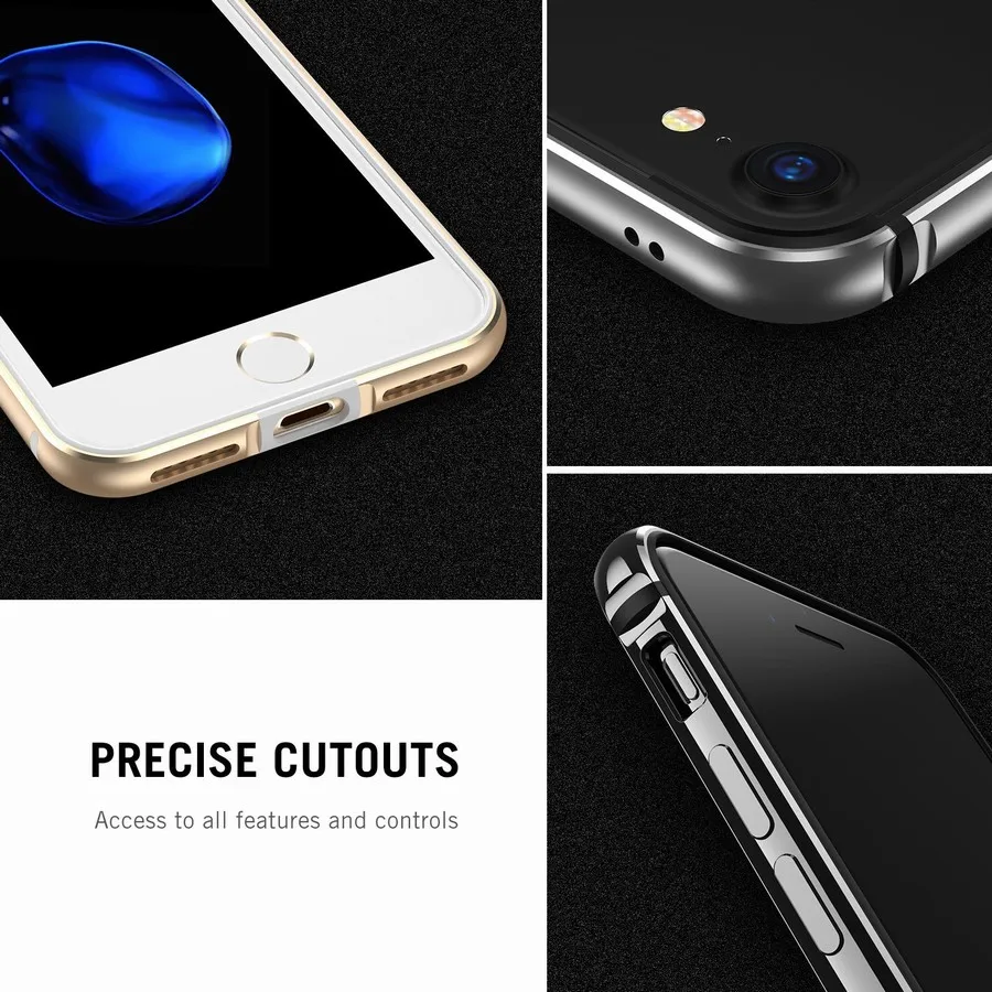 Чехол-бампер Portefeuille для iPhone 7, защитный Алюминиевый Гибридный Бампер для Apple iPhone 6 S 6 S Plus 8 5 5S SE, чехол