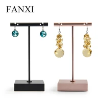 fanxi rose goldblack t shape earrings display stand with metal alloy for ear nails holder earrings jewelry organizer showcase