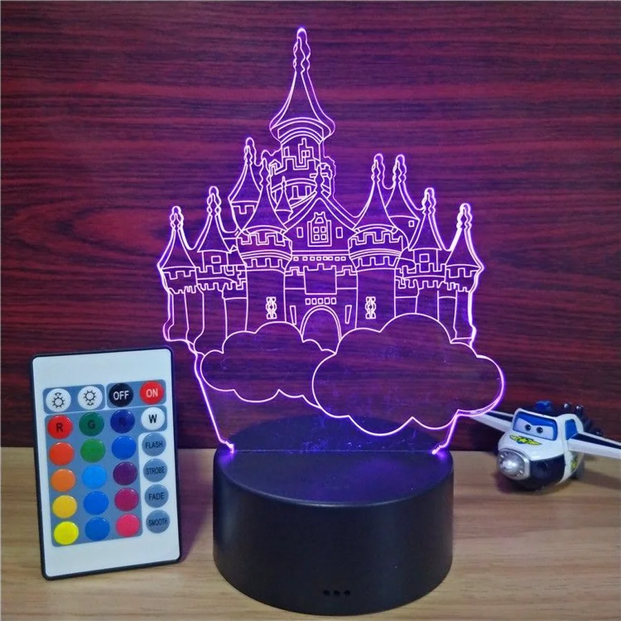 Настольный 3D светильник Sky City цветная акриловая лампа с сенсорным управлением и