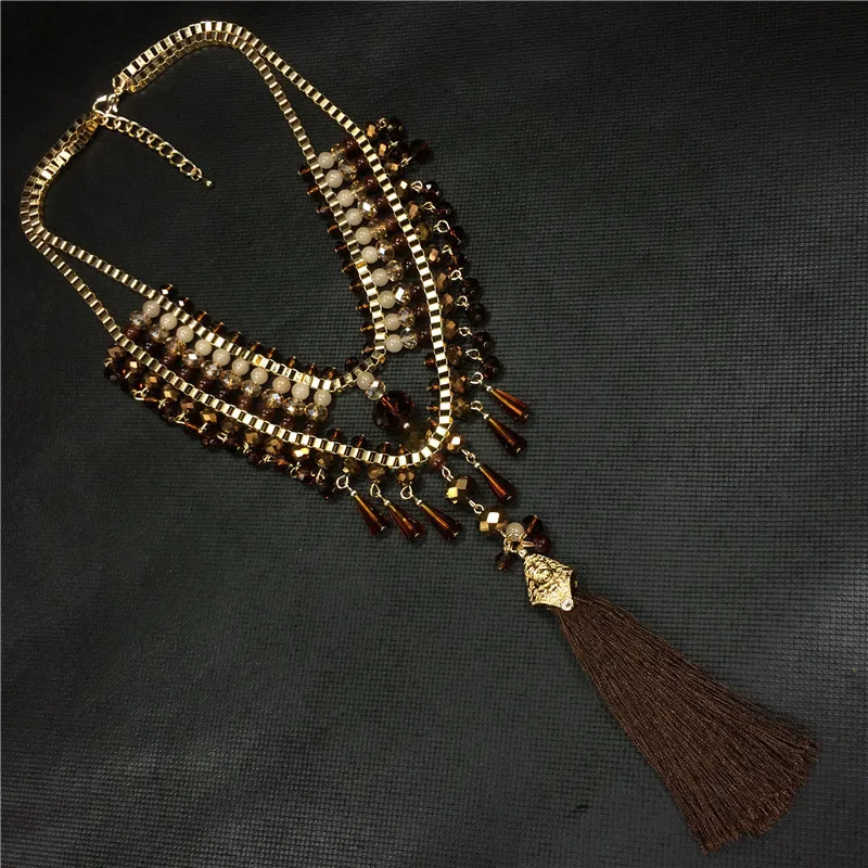 Vintage Necklaces For Women Water Drop Crystal Long Necklace Fashion Tassel Pendant Party Jewelry YaoXi | Украшения и аксессуары