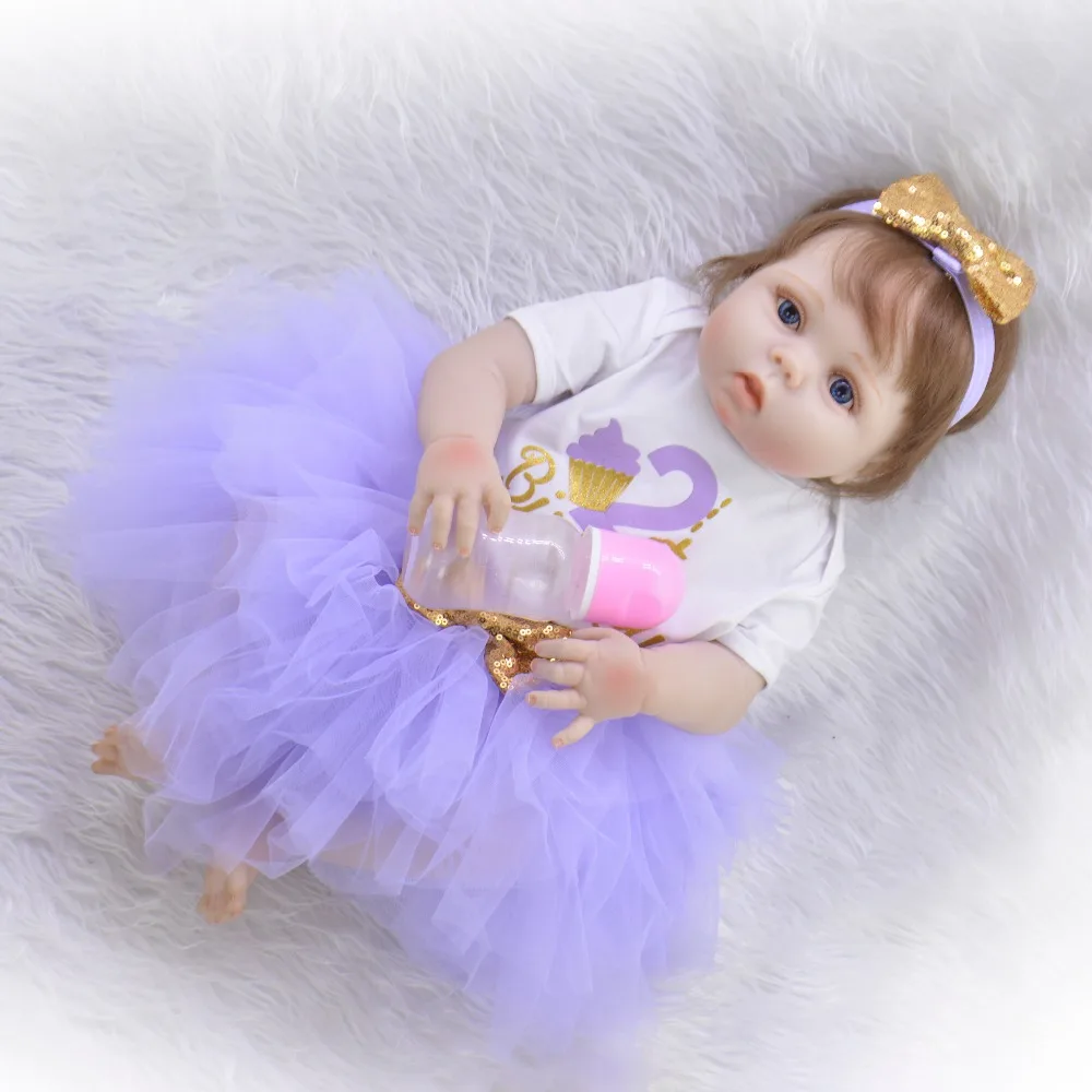 vinyl bebes reborn dolls girl silicone body doll 55cm dollmai 2019 Newest design Realistic boneca toys for Girl Christmas Gift | Игрушки и