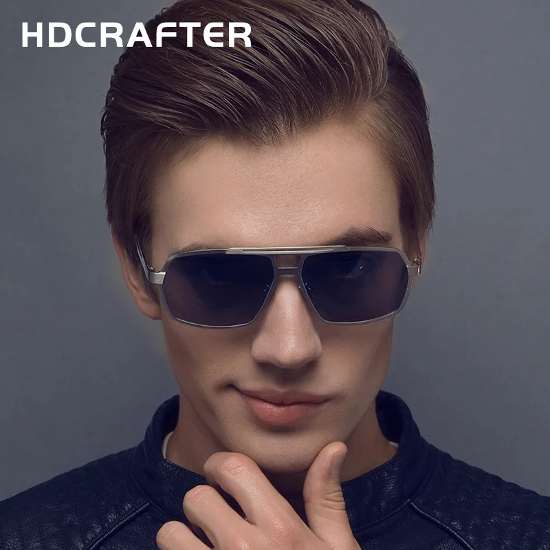 HDCRAFTER поляризационные мужские солнцезащитные очки с квадратной оправой мужские s поляроидные очки для вождения для мужчин с чехлом UV400