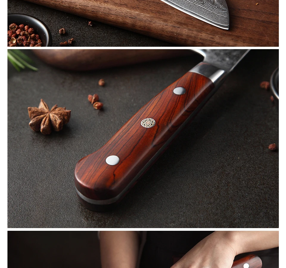 XINZUO Высокое качество 7 дюймов Santoku ножи Дамасская сталь шеф-повара кухонные ножи острый Кливер ножи подарок нож палисандр ручка