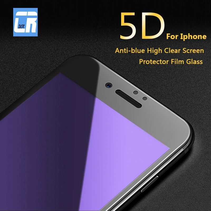 Закаленное стекло 4D 5D Ray с защитой от синего излучения для iPhone X XS 8 7 6s Plus 11 Pro XR
