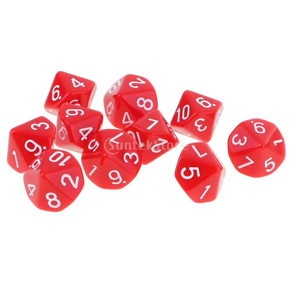 10x10 двусторонних игральных костей D10 многогранные акриловые игральные кости для