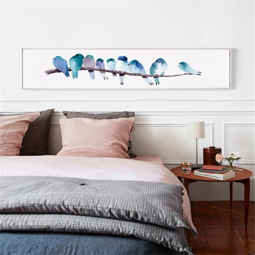 

HAOCHU Chinese Style Wall Art Feather Bird Landscape Canvas Painting Pretty Picture Poster Home Sitting Office Bedside Decor