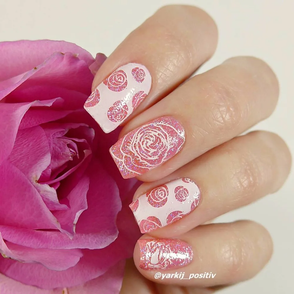 KADS Горячие Моды Очаровательная Цветочный Печати Sencil Nail Art Польский Штамповки