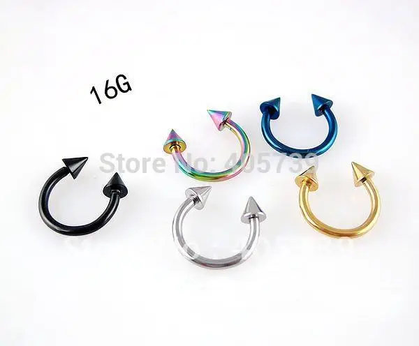 

HENGKE Wholesale titanium Ear piercing Eyebrow ring Lip rings 316L Surgical steel Gift 16G and 14G in stock Mixed color