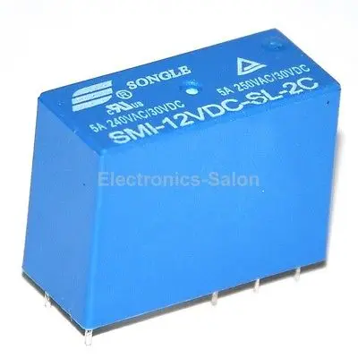 

25 шт. реле 5 А DPDT (2 формы C), катушка 12VDC/44mA, 250VAC/30VDC 5A