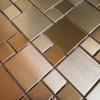 golden color stainless steel metal mosaic tiles for kitchen backsplash tiles sunroom bedroom living room mosaic  tiles
