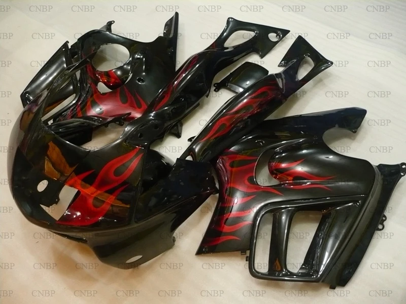 CBR600 F3 1997 обтекатель 1995 1998 черный красный Обтекатели с языками пламени CBR600F3 97 98