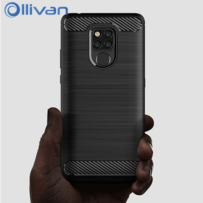 Ollivan для huawei Коврики 20 Lite случае Pro силиконовые TPU щеткой текстура углеродного
