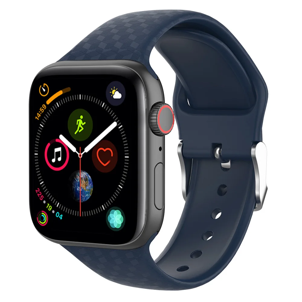 wave dark bule 3D текстура silicond ремешок для наручных часов Apple Watch, 5, 42 мм, 38 мм, Версия 44 мм 40 мм Спортивные Мягкие модные ремешки наручных часов Iwatch серии 1/2/3/4 браслет - Цвет ремешка: wave dark bule