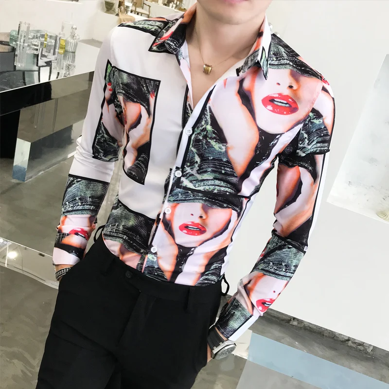 Британская Осенняя рубашка с длинными рукавами и принтом для молодых мужчин