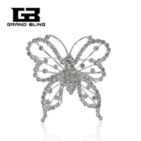 grandbling new arrival fashion jewelry rhinestone crystal butterfly brooch for suit decoration