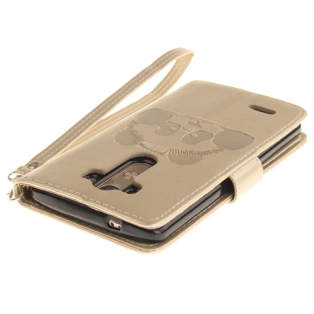 Cartoon Panda Pattern Phone Case For LG K7 K10 K8 G3 G4 Luxury 3D Embossed Leather Flip Wallet PU Bags Covers |
