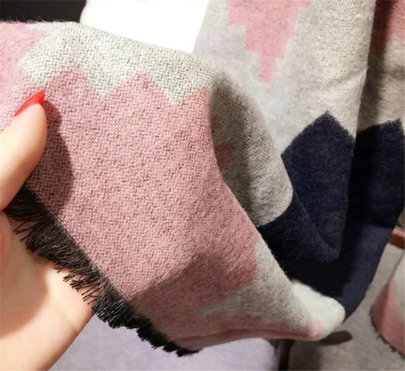 Новое поступление геометрические зимний теплый шарф пашмины Кашемировый Шарф