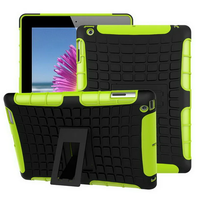 Green Планшет чехол для Apple iPad 2/3/4-держателем из термополиуретана и пластика с защитной оболочкой для iPad модель A1430 A1460 A1395 чехол-гибрид с защитой от ударов и активных подставка+ подарки - Цвет: Green