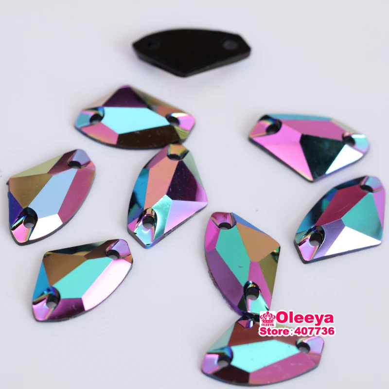 Стразы с 2 отверстиями для одежды черные стразы 9x14 мм 100 шт.|rhinestone connector|rhinestone iron on