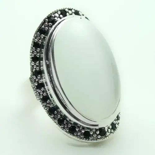 Unsex 17X30mm Clair Opale Ovale 925 Sterling Argent Marcassite Anneau Taille 8/9/10 valentise de cadeau | Украшения и аксессуары