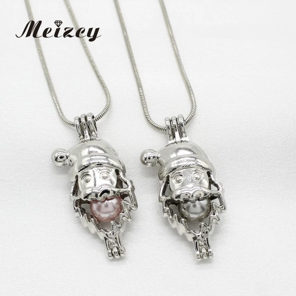 10pcs Santa Claus Christmas Pearl Cage Jewelry Making Bead Pendant Perfume Essential Oil Diffuser Lockets Aroma Necklace | Украшения и