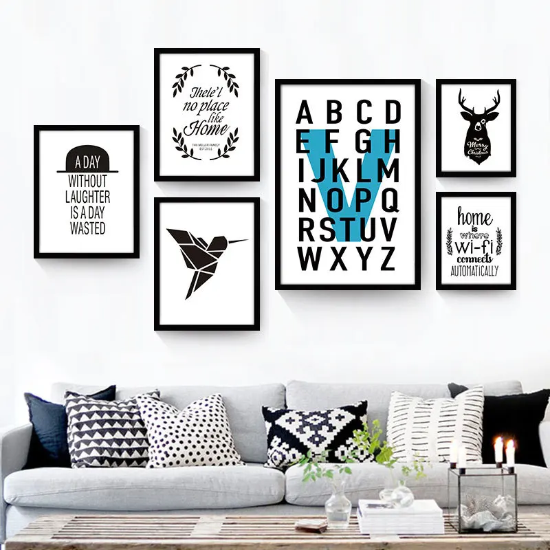 HAOCHU Скандинавская декоративная картина на холсте буква алфавита предложение