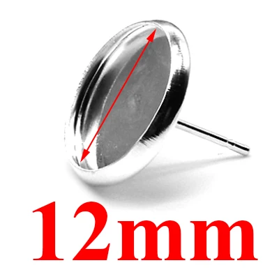 silver 12mm 20 шт. нержавеющая сталь Золото Серебро серьга с пустым основанием Кабошон Камея База 8 10 12 14 16 мм Серьги с плоским основанием установка Diy ювелирных изделий - Цвет: silver 12mm