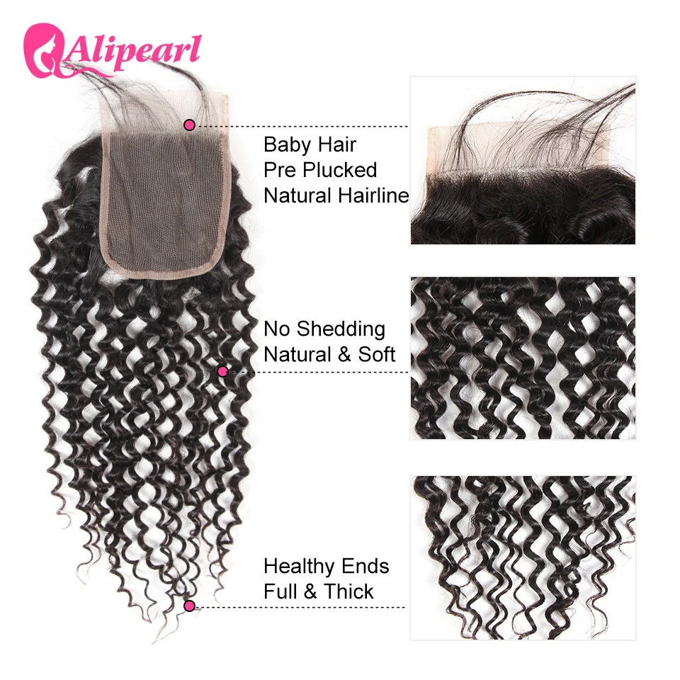 Кудряпряди с застежкой 4x4 свободная часть предварительно выщипанные бразильские