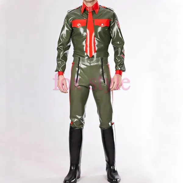 sexy latex uniform style pants RUBBER LATEX trousers costume