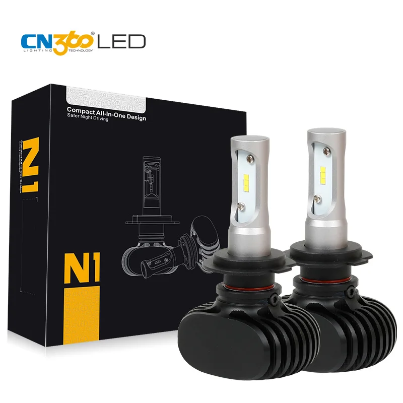 1 шт. светодиодный мини светильник CN360 для автомобиля H7 50 Вт 8000 лм 12 В 24 6500 К|h7 15000k|h7