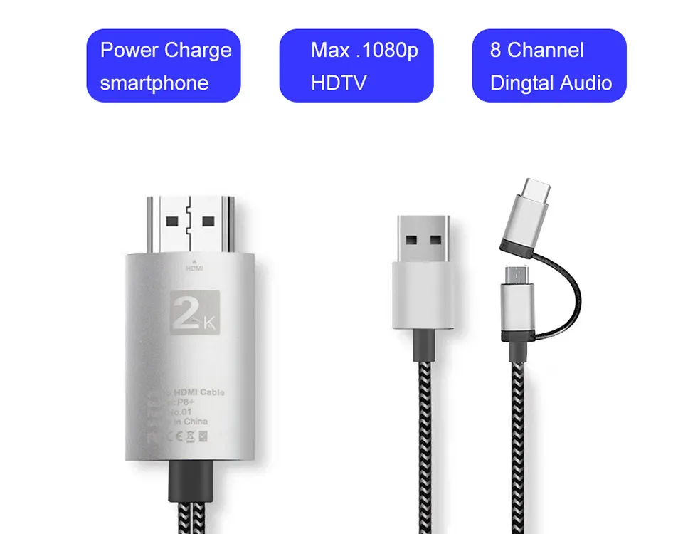 1080P USB к HDMI HD ТВ кабель конвертер Тип C микро Android 5,0 и выше мобильный телефон к HDMI ТВ адаптер для samsung huawei OPPO