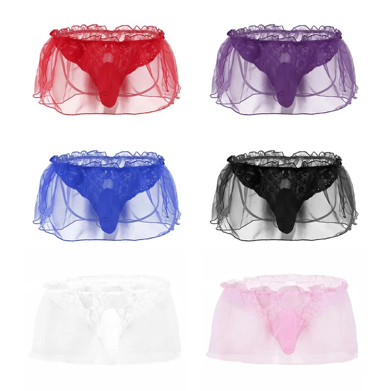 Для мужчин нижнее белье Sissy кружевное платье с цветочным рисунком из органзы
