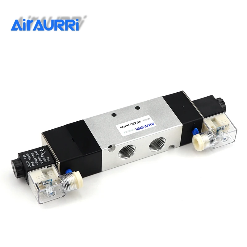 

1Pcs 4V430-15 AC220V 5 Ports 3 Position Dual Solenoid Pneumatic Air Valve 1/2" BSPT