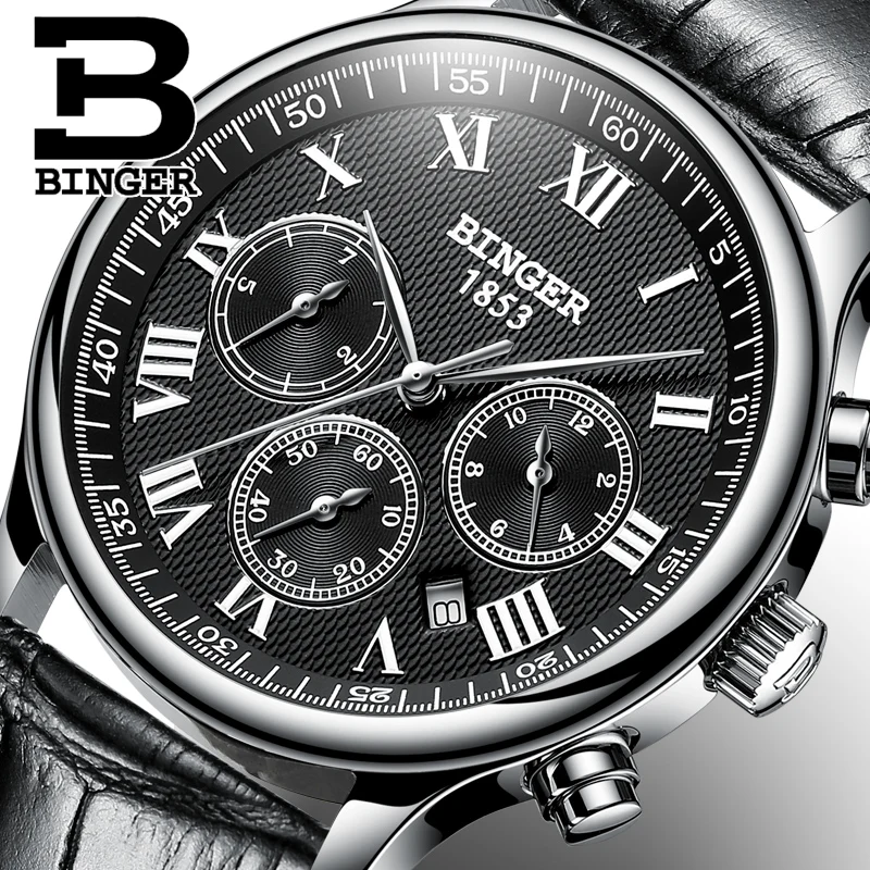 BINGER Mens High Quality Automatic mechanical Watches Men Top Brand Luxury Dive 30M Business full steel watch Man Clcok|clcok| |