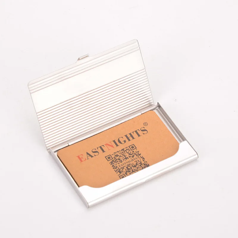 EASTNIGHTS whole sale10pcs/lot OEM make your logo line pattern metal Name Card Case Business Holder Promotion item NMS009 | Багаж и сумки