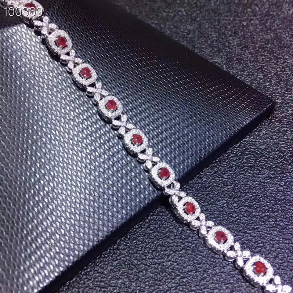 natural red ruby gem Bracelet Natural gemstone bracelet 925 sterling silver fashion square bowknot women wedding gift jewelry | Украшения и