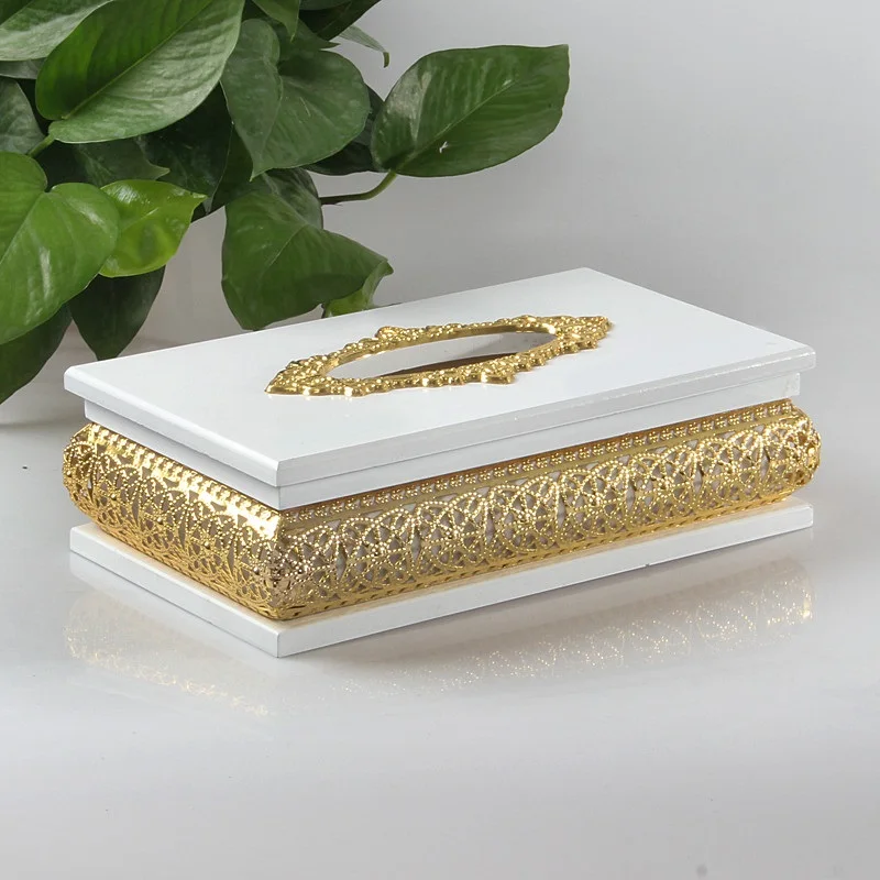 New package of high-grade silver gold Hollow wood paper box Silver plated paper towel cylinder Napkin box Alloy carton