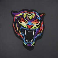 fabric embroidered big leopard head patch clothes sticker bag sew iron on applique diy apparel sewing clothing accessories bu145