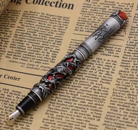 new jinhao dragon king vintage fountain pen unique metal embossing hi tech gray red color business office home supplies