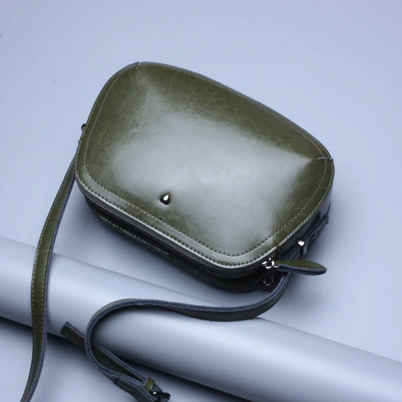 Мини сумка женская с двойной молнией Весенняя сумочка на плечо из натуральной