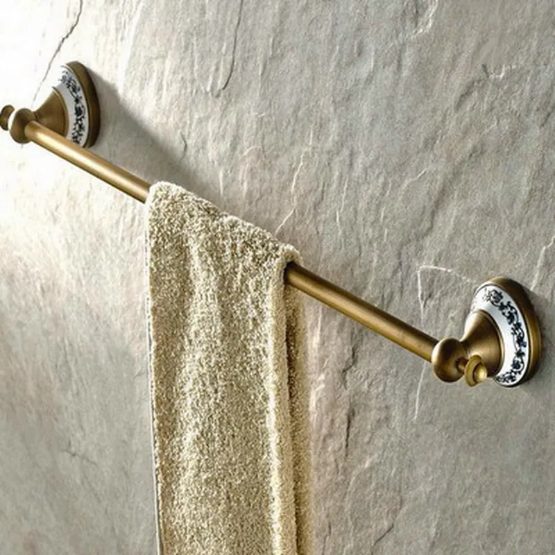Single Towel Bar Аксессуары для ванной комнаты античная латунь коллекция, кольцо для полотенец, держатель для бумаги, туалетная щетка, крючок, вешалка для ванной, мыльница aset011 - Цвет: Single Towel Bar
