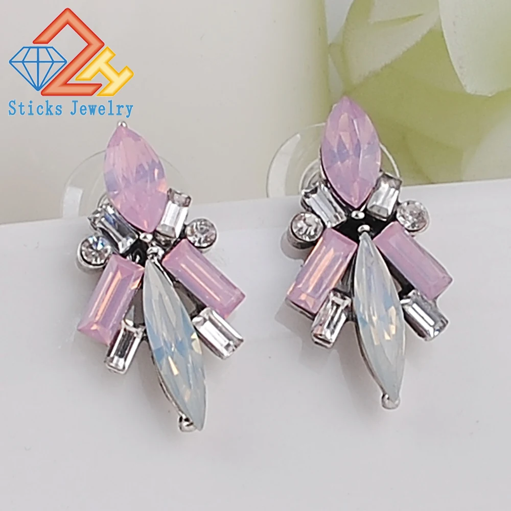 

Opal Stone Stud Earrings New Elegant Crystal Earrings For Women