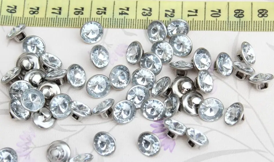 

Set of 300pcs Bridal Costume Rhinestone Crystal Clear shank Buttons set in silver Tone 10mm