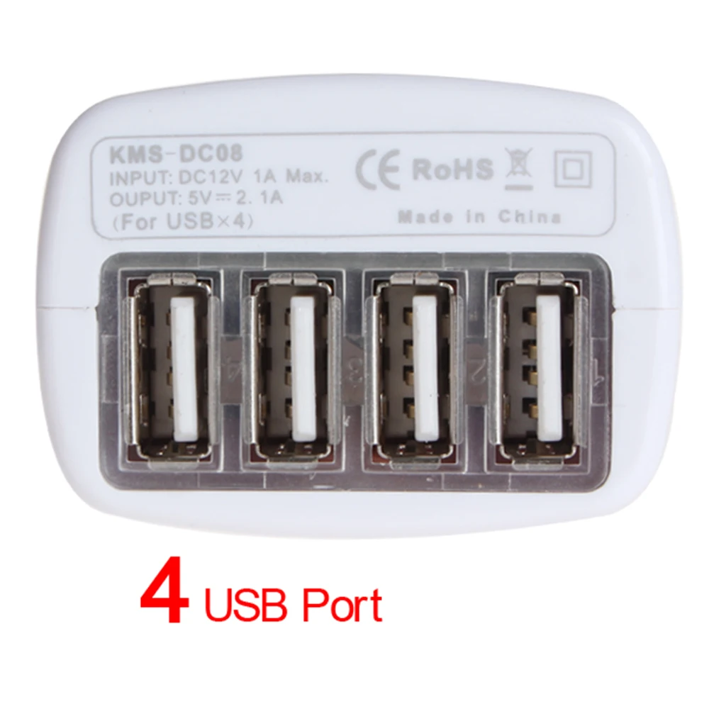 4 порта USB Автомобильное зарядное устройство адаптер 2.1A автомобильное